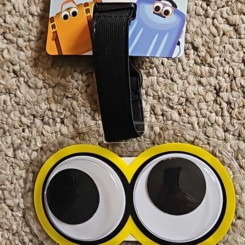 Yellow and Black Cartoon Eye Luggage Tag